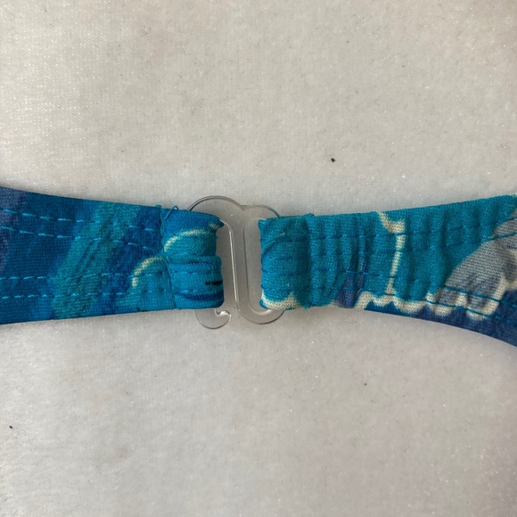 Blue Floral One Piece Bathing Suit w Keyhole Back - Picture 6 of 12